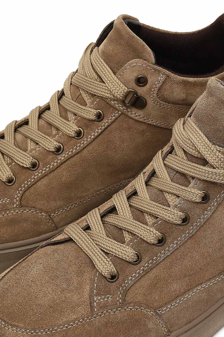 Men Beige Lace-up Suede Leather Sports Boot