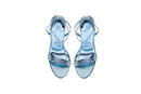 Women's Blue Metallic Thin Heel Sandals | Derimod