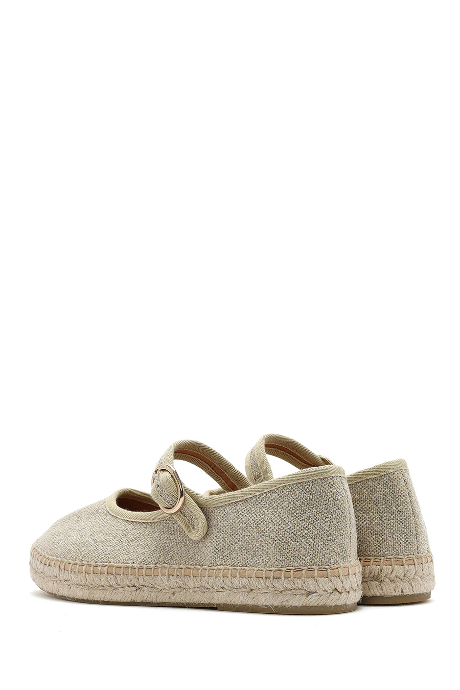 Women's Cream Buckled Fabric Espadrilles