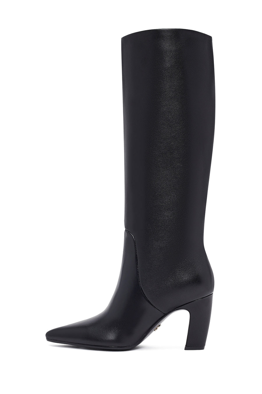 Women's Black Thick Heeled Leather Boot