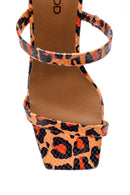 Women's Leather Leopard Patterned Heeled Slippers | Derimod