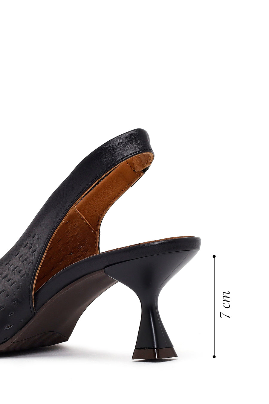 Woman Black Backless Low-Heeled Leather Shoes