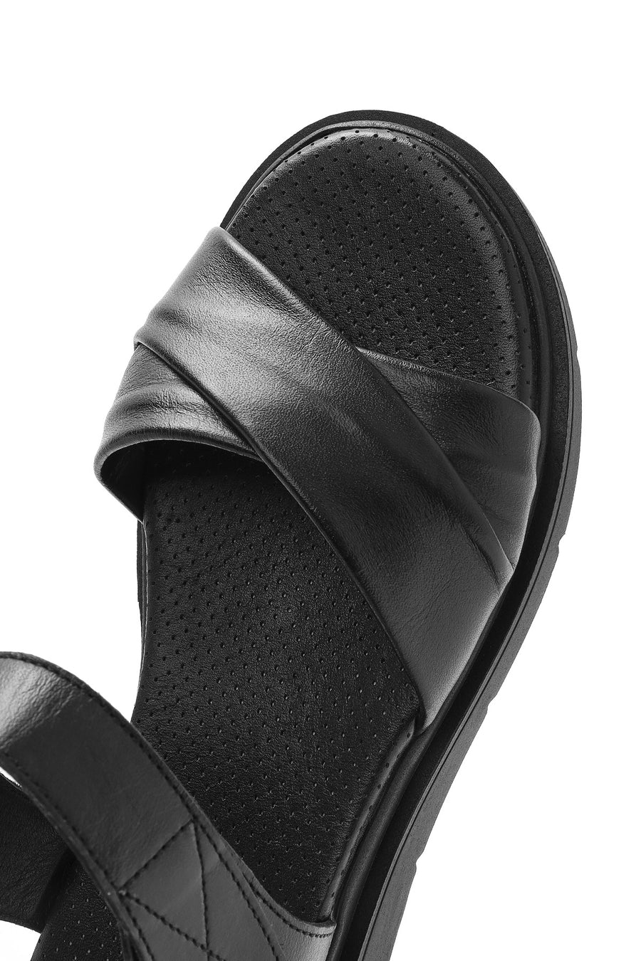 Women's Black Strappy Leather Sandals