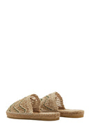 Women's Beige Straw Slippers | Derimod