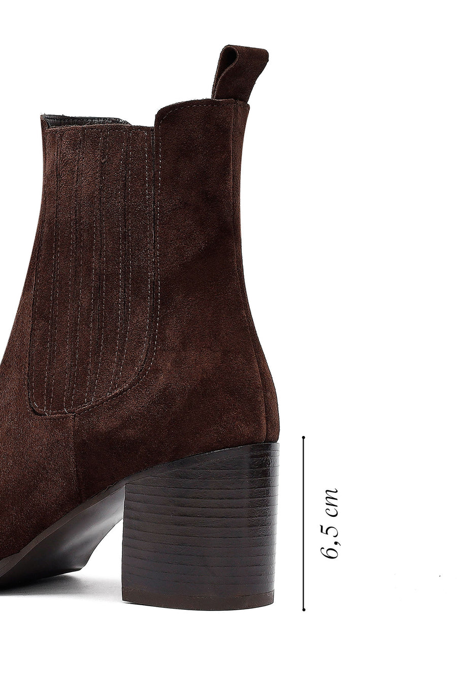 Kadın Kahverengi Kalın Topuklu Süet Deri Chelsea Bot