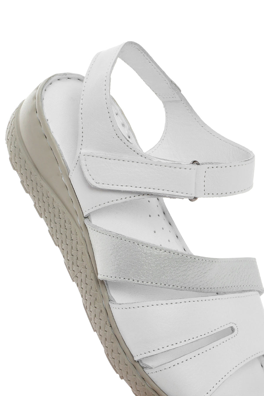 Women's White Strappy Leather Comfort Sandals