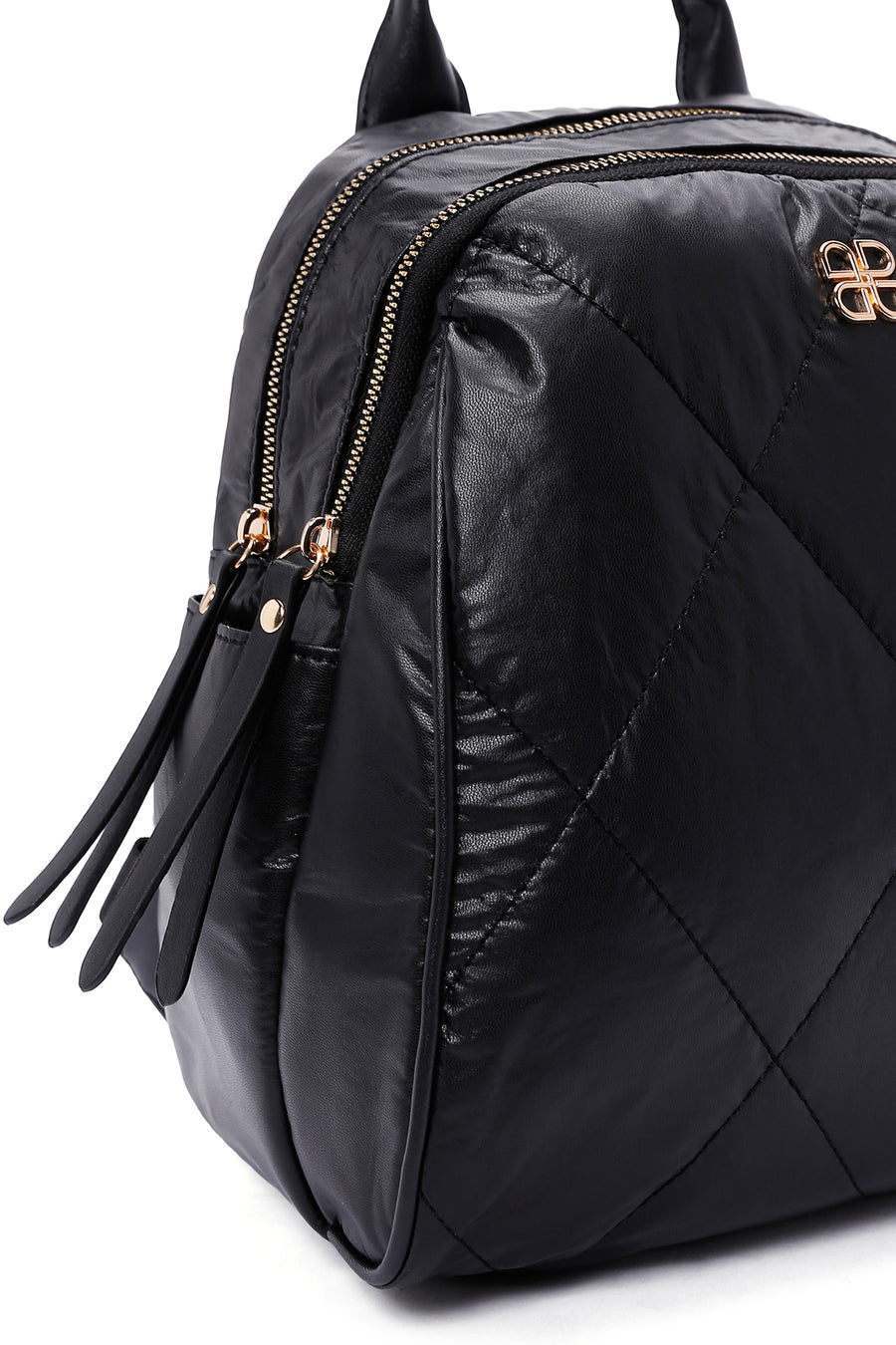 Women's Black Quilted Backpack