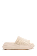 Women's Beige Fabric Slippers | Derimod