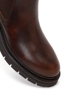Woman Brown Thick-Soled Leather Chelsea Boots | Derimod