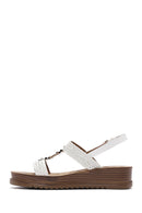 Women's White Thick-Sole Knitted Sandals | Derimod