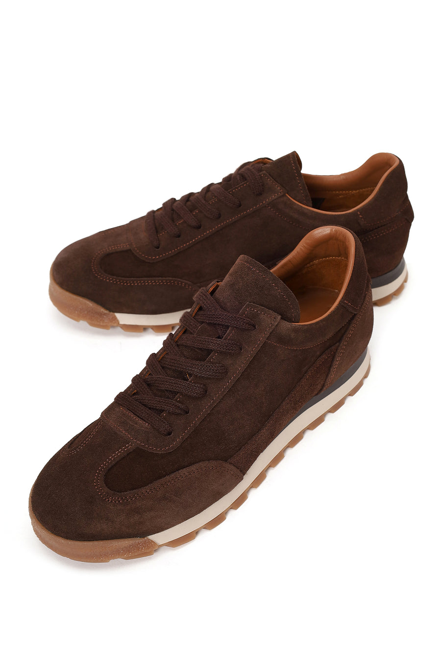 Erkek Kahverengi Bağcıklı Süet Deri Sneaker