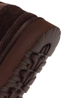 Woman Brown Lace-Up Thick-Soled Furry Suede Teddy Sneaker | Derimod
