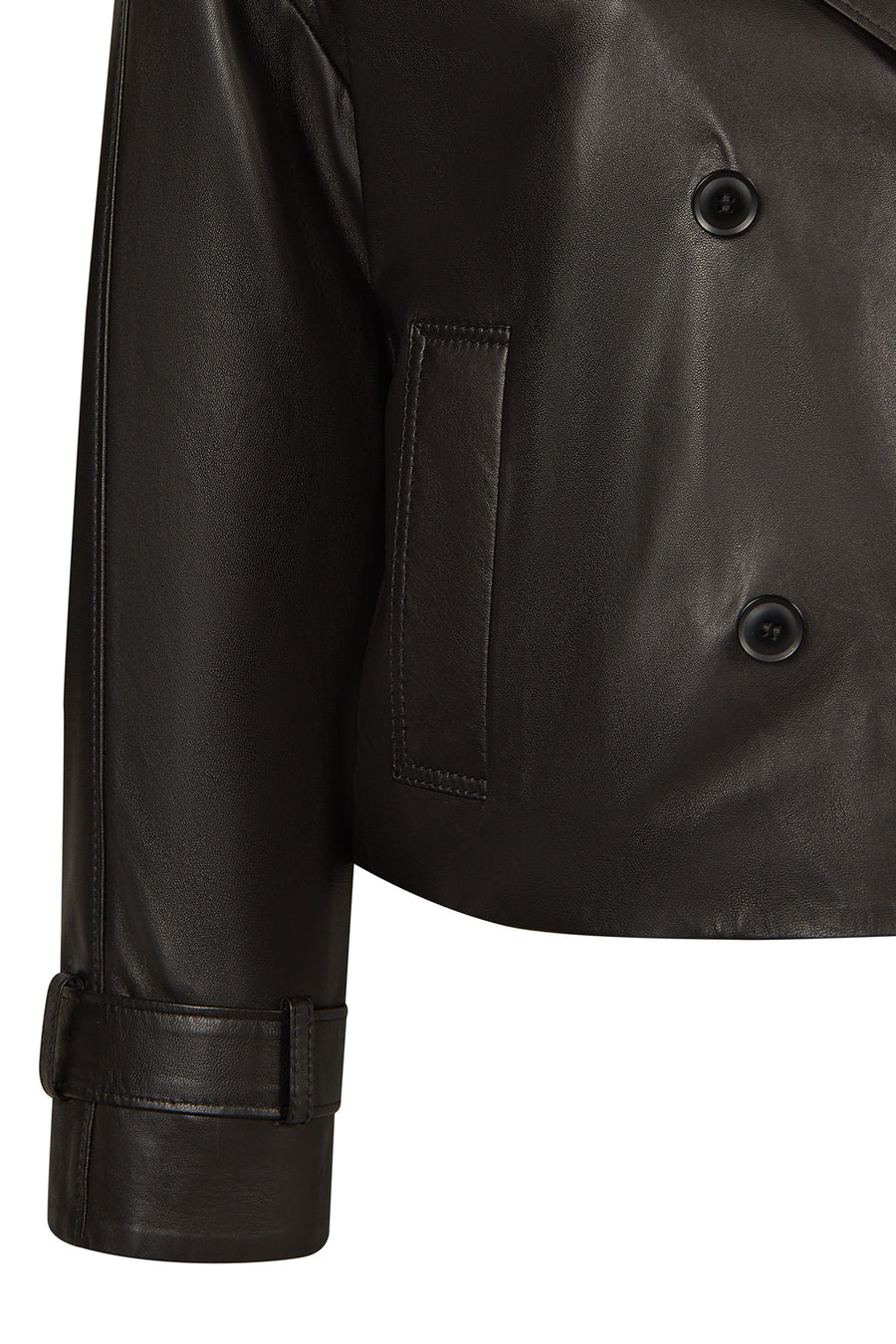 April Woman Black Short Oversize Leather Jacket