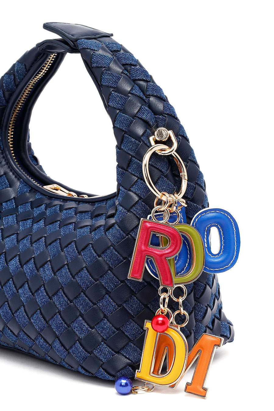 Women's Blue Long Strap Braided Mini Handbag