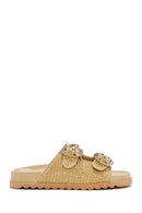 Women's Beige Straw Slippers | Derimod