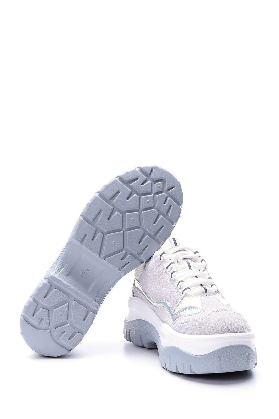 Kadın Gümüş Detaylı Süet Sneaker