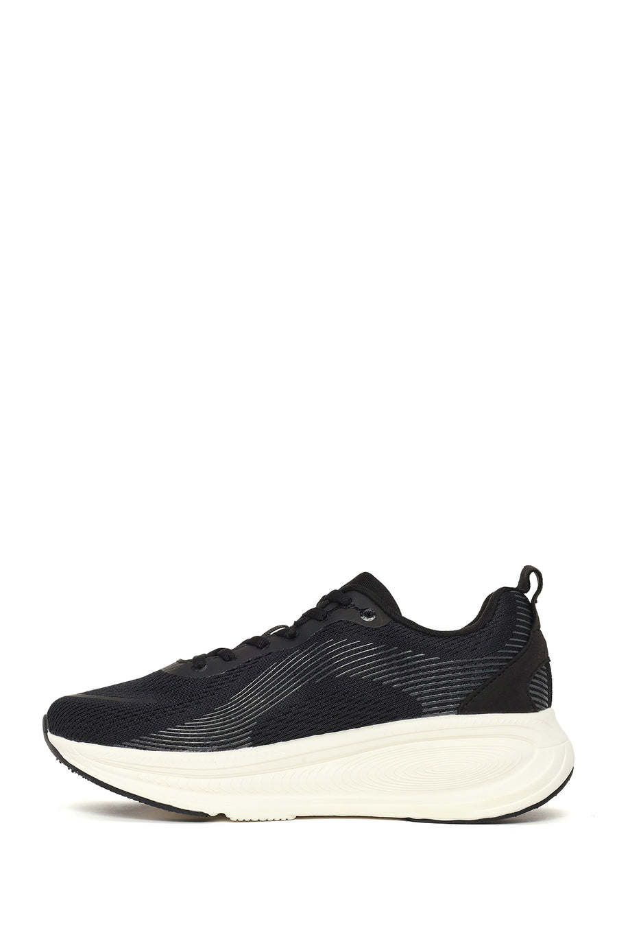 Derimod Zero Woman Black Lace-Up Thick-Soled Fabric Sneakers