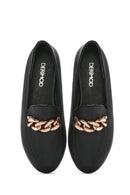 Women's Black Buckled Leather Masculine Loafer | Derimod