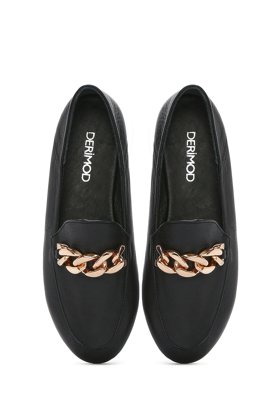 Women's Black Buckled Leather Masculine Loafer