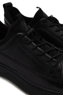 Erkek Siyah Bağcıklı Kalın Tabanlı Deri Sneaker | Derimod