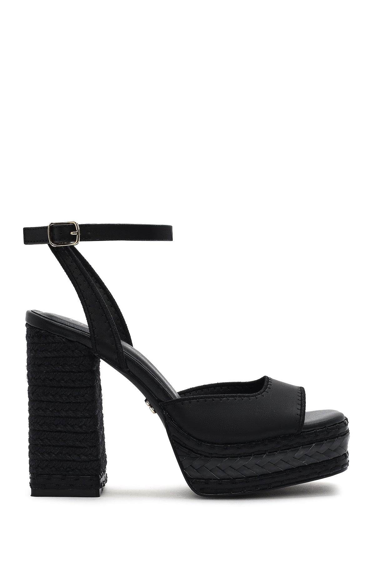 Women's Black Ankle Buckle Platform High Thick Heel Sandals 25SFD443118 | Derimod