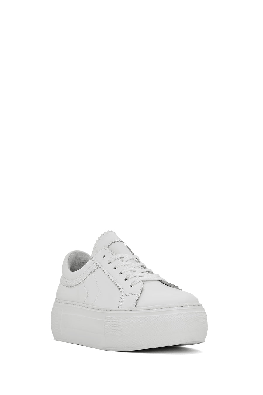 Kadın Beyaz Bağcıklı Kalın Tabanlı Deri Sneaker