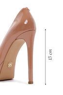 Women's Beige Patent Leather Plaftorm Stiletto | Derimod