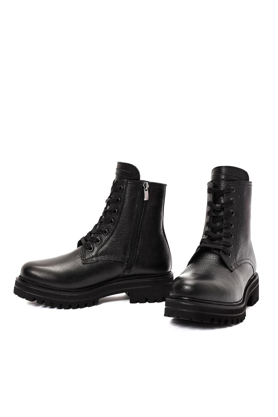 Women's Black Zippered Leather Boots