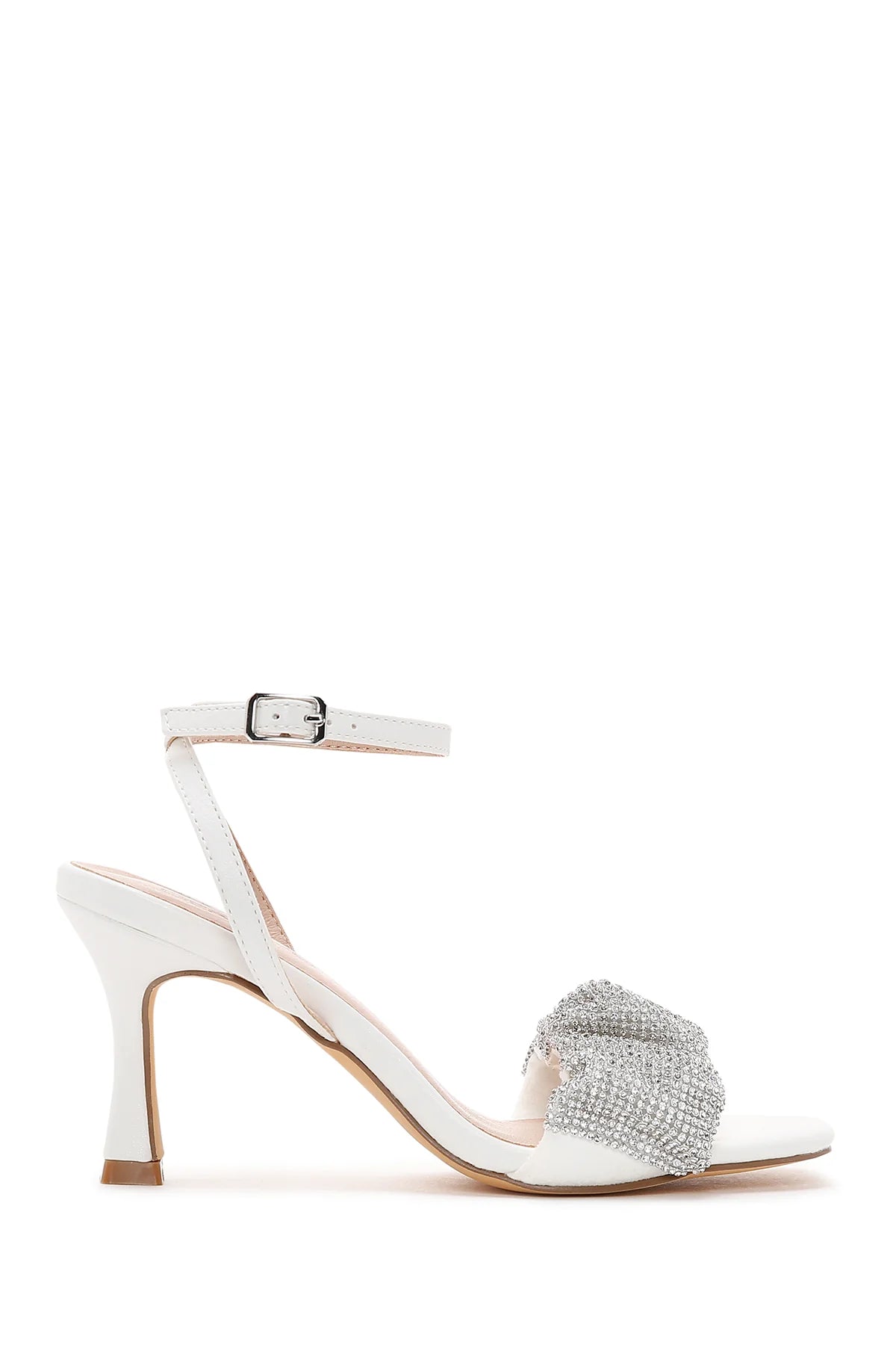 Kadın Beyaz Taşlı Topuklu Sandalet