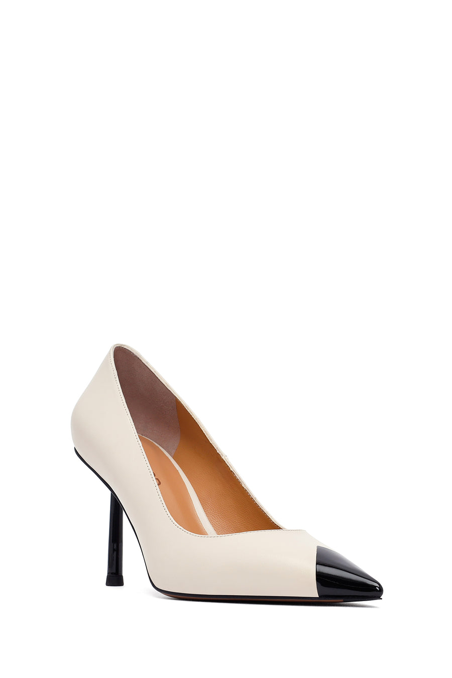 Women's Cream Thin Heeled Leather Stiletto
