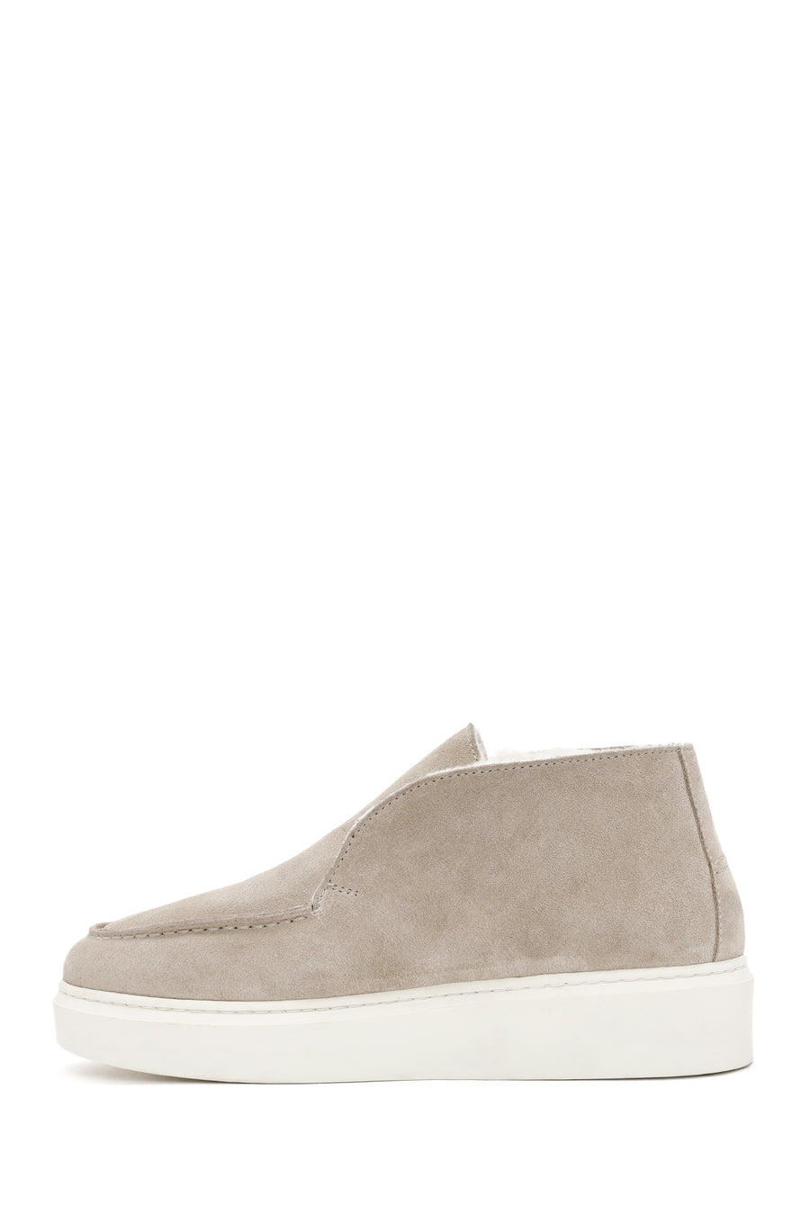 Women's Beige Thick-Soled Suede Leather Ankle Boots