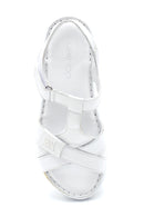 Women's White Leather Casual Flat Sandals | Derimod