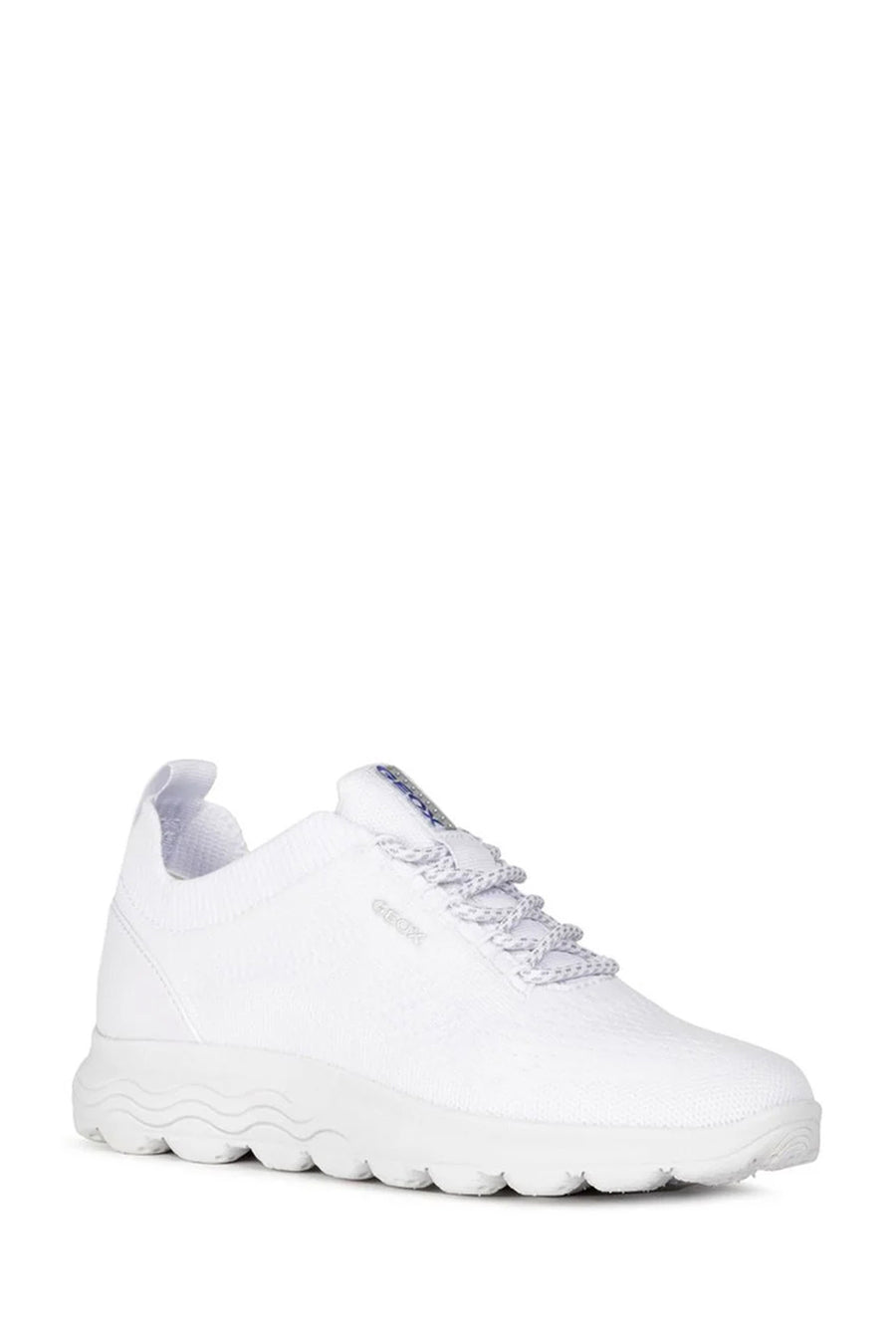 Geox Women's White Spherica Lace-Up Leather Sneaker