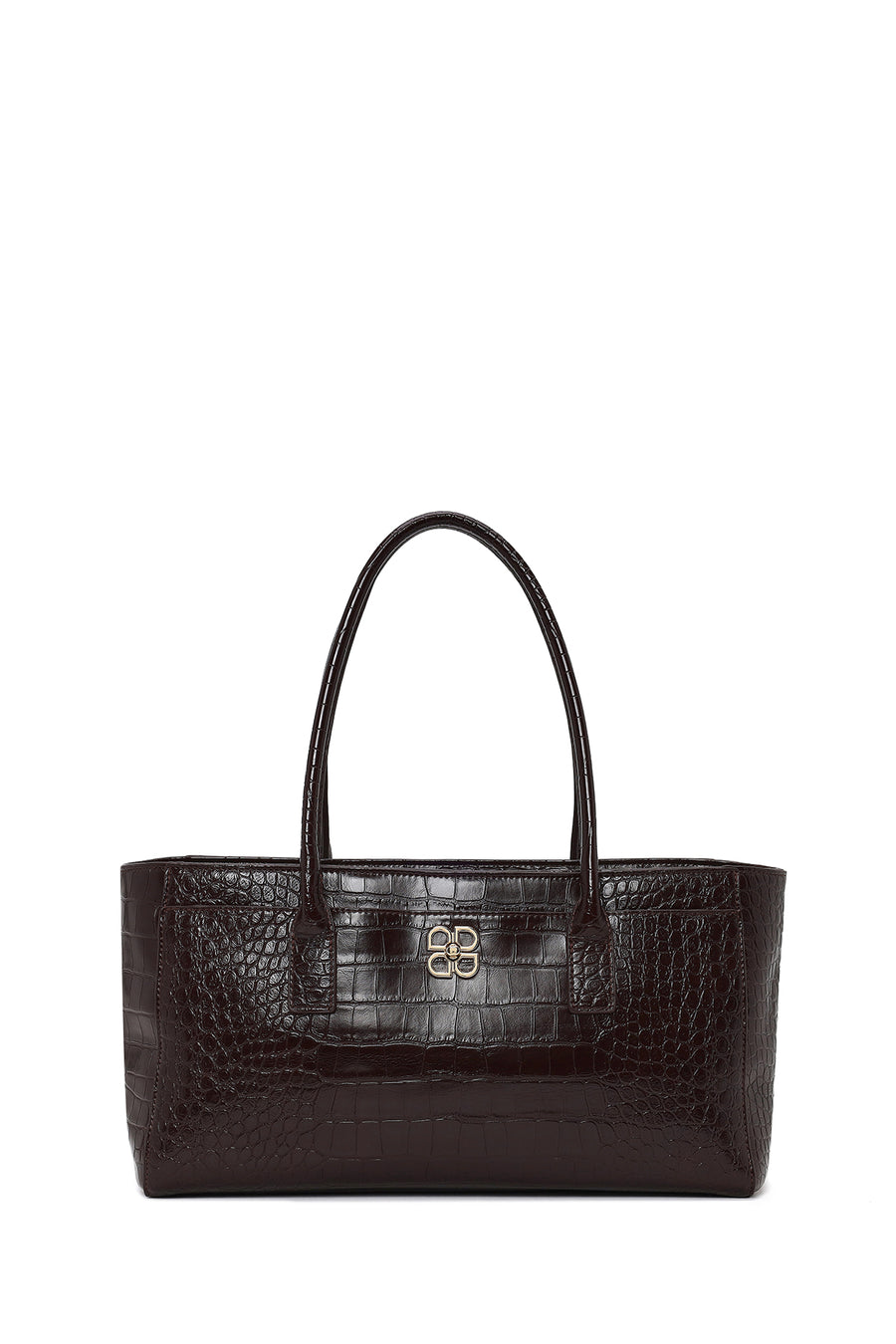 Woman Brown Croc-Embossed Shoulder Bag WB10006651 | Derimod