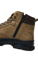 Men's Beige Nubuck Leather Casual Zippered Boots | Derimod