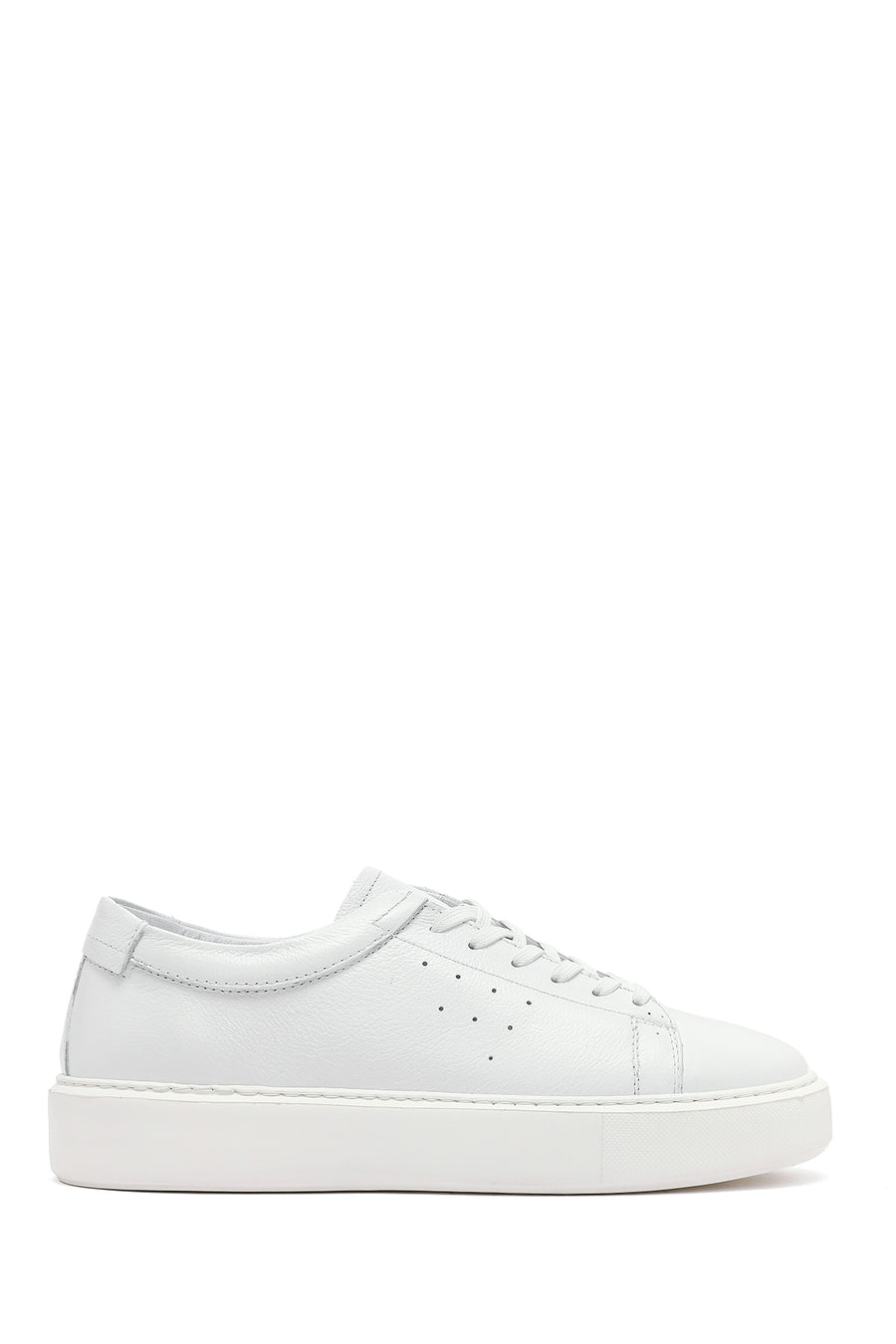 Erkek Beyaz Bağcıklı Kalın Tabanlı Deri Sneaker 25SFD7001FT | Derimod