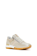 Women's Gold Laced Side Zipper Leather Sneaker | Derimod