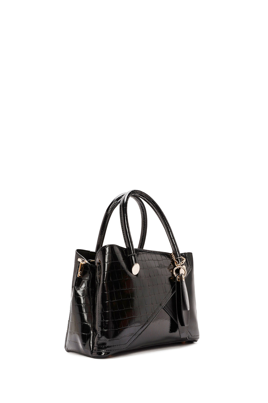 Women's Black Long Strap Crocodile Handbag