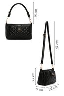 Women's Black Long Strap Quilted Handbag | Derimod