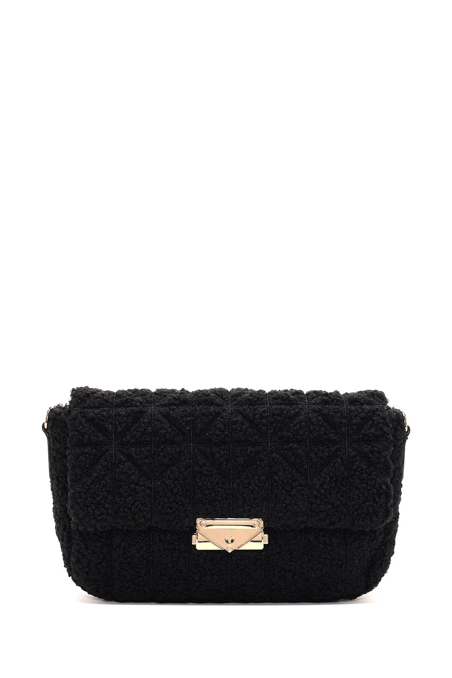 Women's Black Plush Crossbody Bag