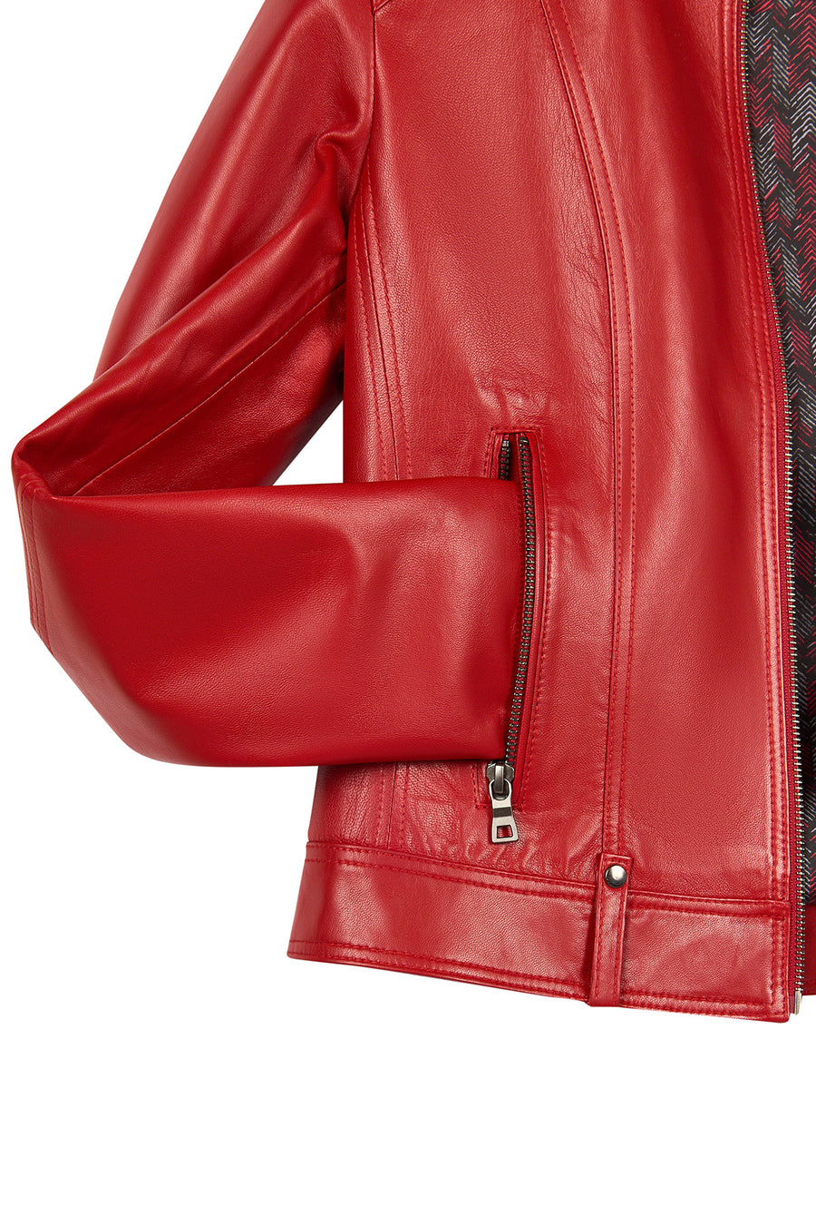 Sonia Woman Red Short Leather Jacket