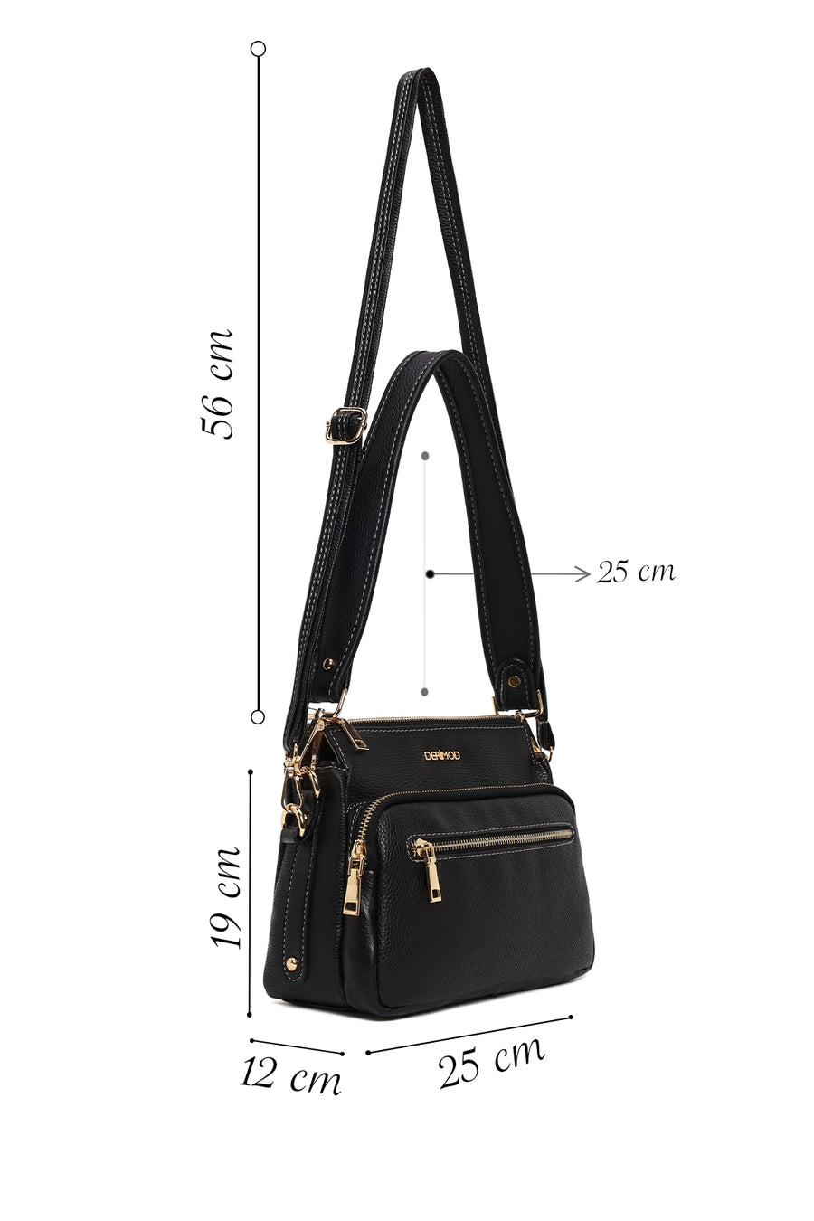 Woman Black Long Strap Shoulder Bag