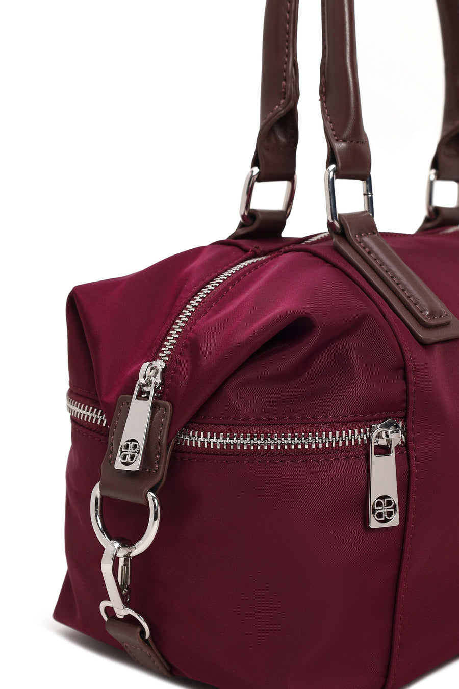 Woman Burgundy Long-Strap Fabric Shoulder Bag