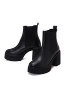 Women's Black Leather Platform Heeled Boots | Derimod