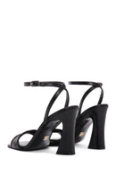 Women's Black Ankle Strap High Heel Leather Sandals | Derimod