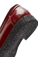 Women's Burgundy Accessory Detailed Leather Masculine Loafer | Derimod