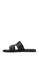 Women's Black Leather Slippers | Derimod