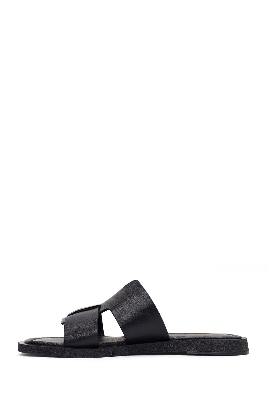 Women's Black Leather Slippers