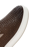 Men's Brown Thick Soled Knit Leather Casual Loafer | Derimod