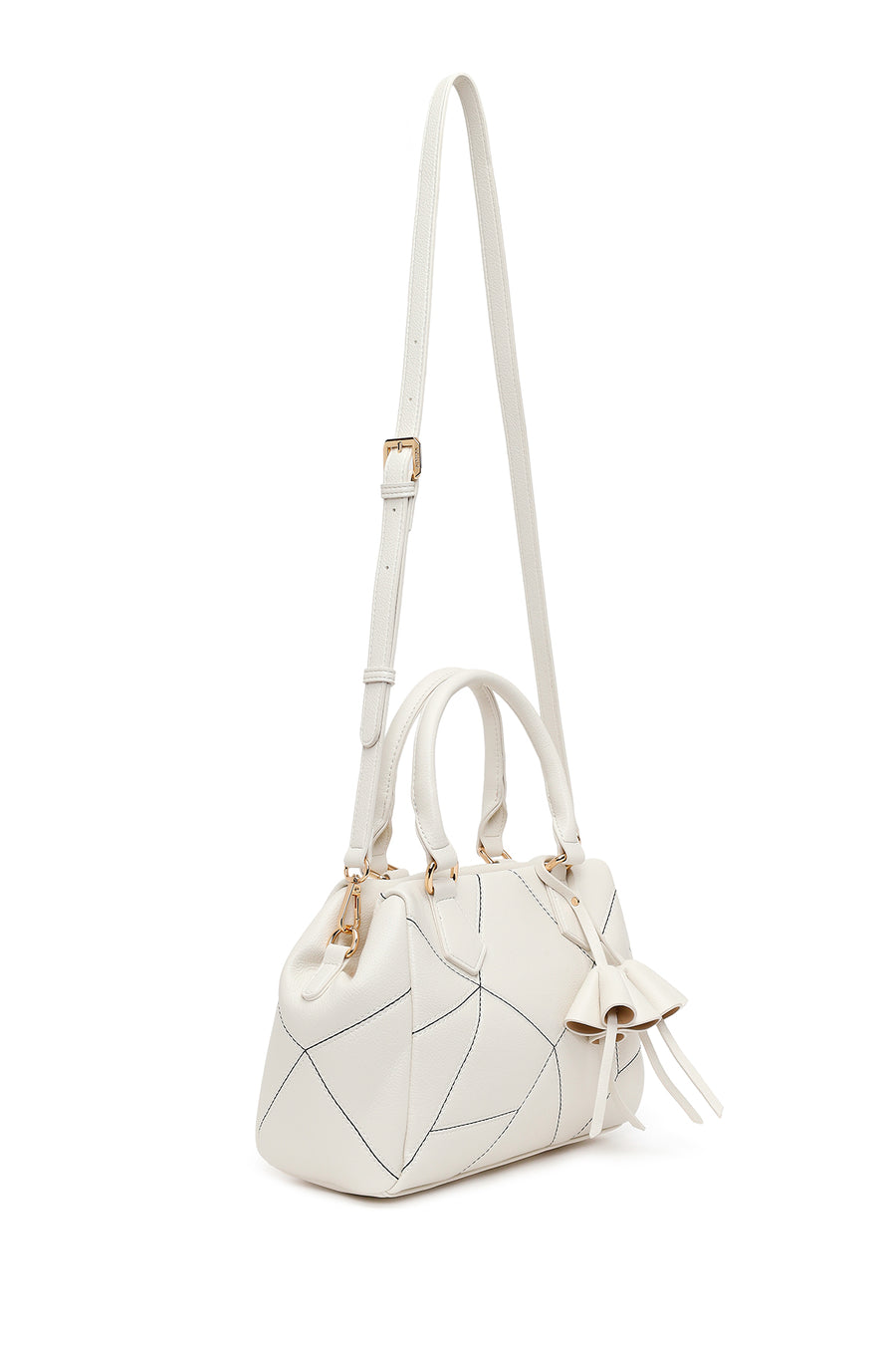 Woman Cream Long Strap Printed Shoulder Bag